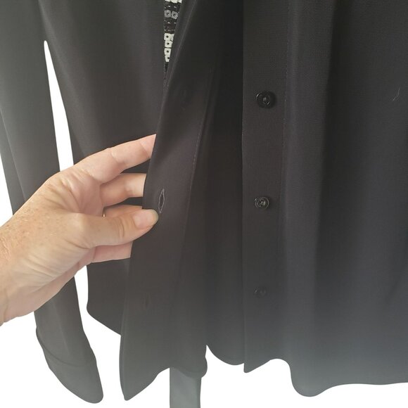 Jean Paul Gaultier x OVS Black White Checker Sequin Tie Neck Top Blouse - Picture 8 of 12